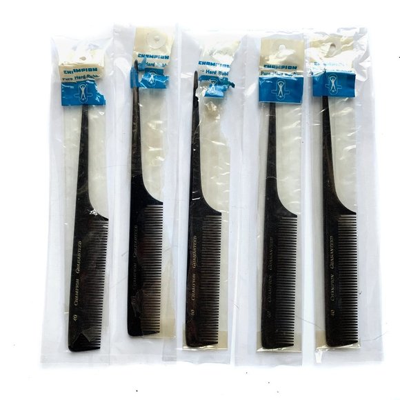 Champion Hard Rubber Barber Hair rat tail Comb vintage new old stock - Picture 2 of 5